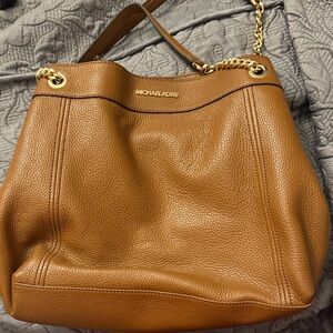 Michael Kors Tan Leather Shoulder Bag with Gold Accents